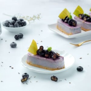 BAKED BLUEBERRY LAVENDER CHEESECAKE